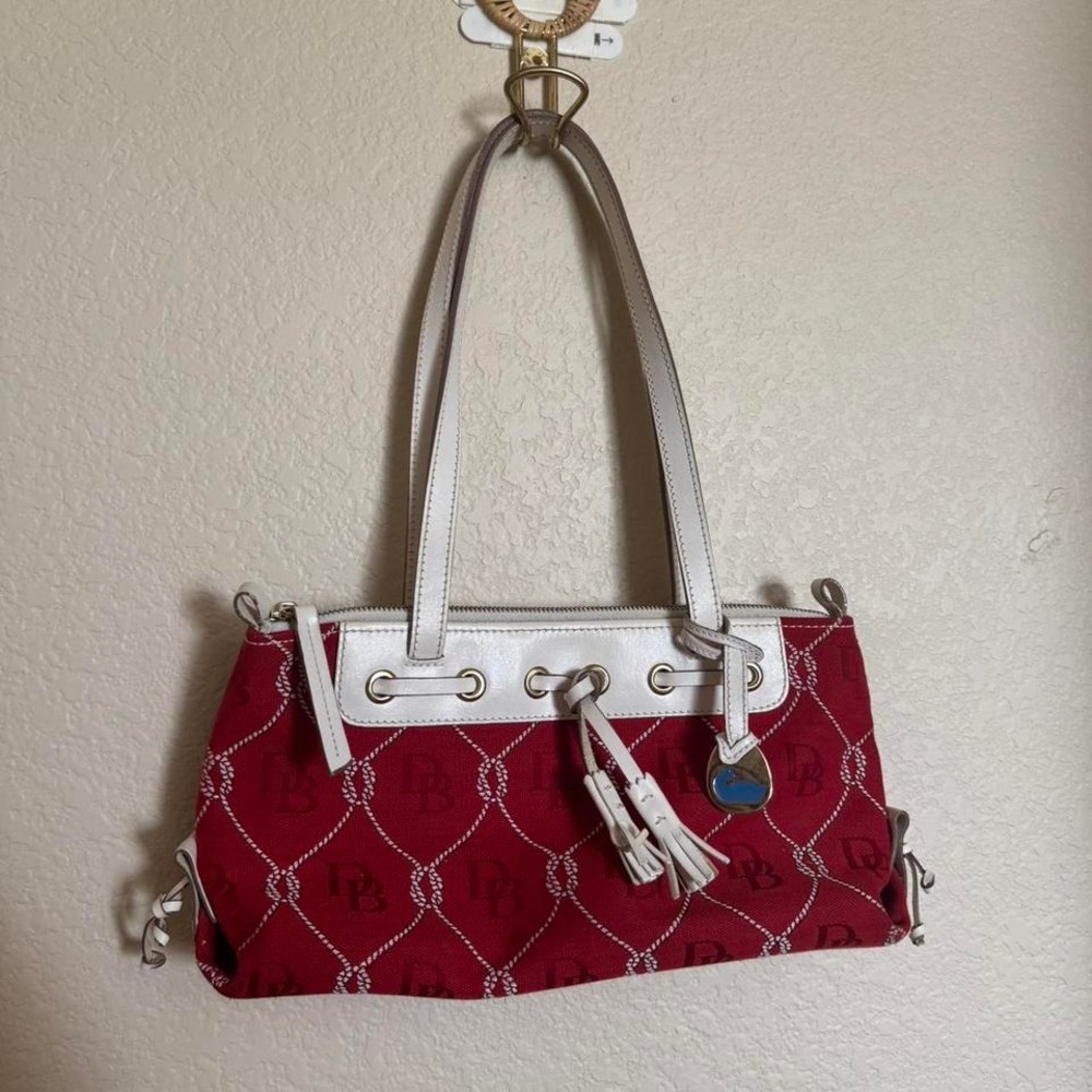 Vintage‎ Dooney & Bourke Sailor Nautical Shoulder Baguette Bag Red White